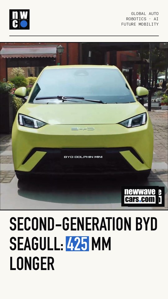 Second-generation BYD Seagull: 425 mm longer