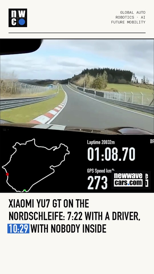 Xiaomi YU7 GT on the Nordschleife: 7:22 with a driver, 10:29 with nobody inside