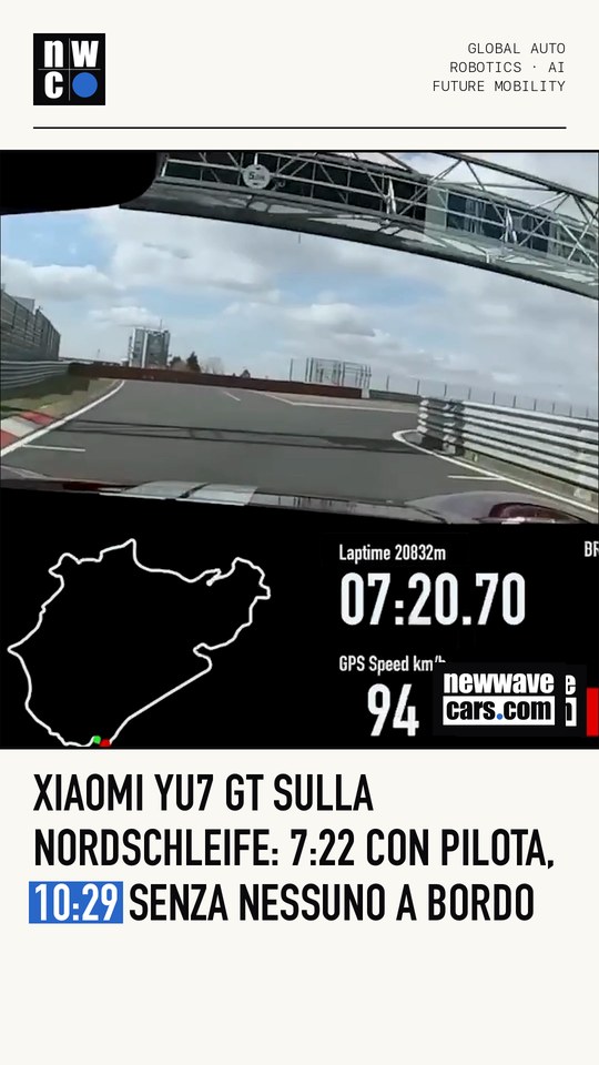 Xiaomi YU7 GT sulla Nordschleife: 7:22 con pilota, 10:29 senza nessuno a bordo
