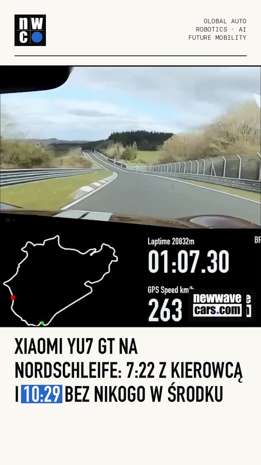 Xiaomi YU7 GT na Nordschleife: 7:22 z kierowcą i 10:29 bez nikogo w środku